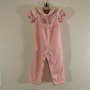 Vintage Peter CottonTail One Piece Pink Size 24 Months- Jumper, Tie Zipper Snap